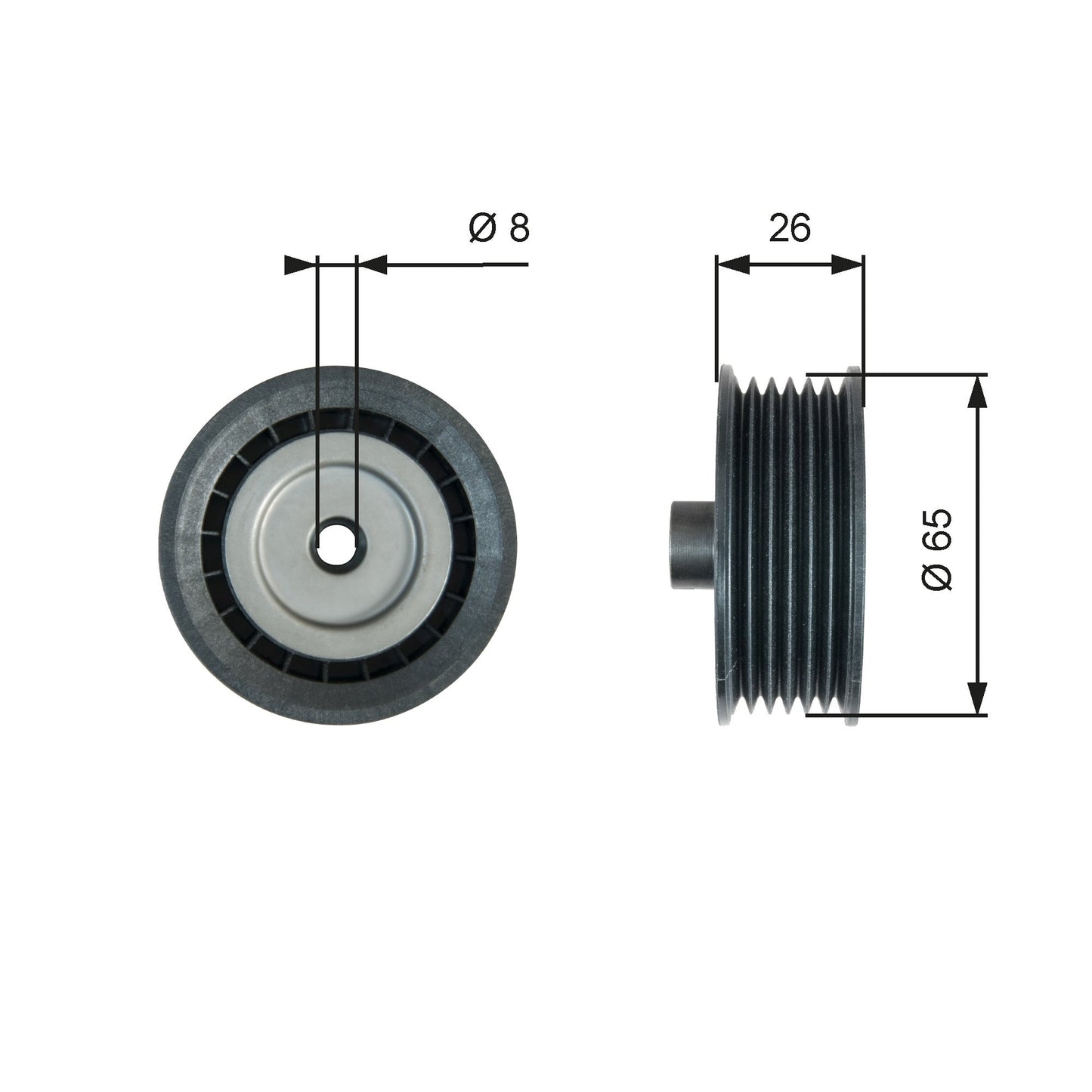 GATES GATT36776 V-Ribbed Belt Deflection/Guide Pulley