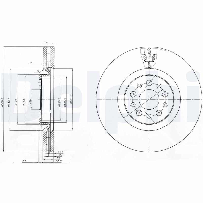 DELPHI BG3898 Brake Disc .