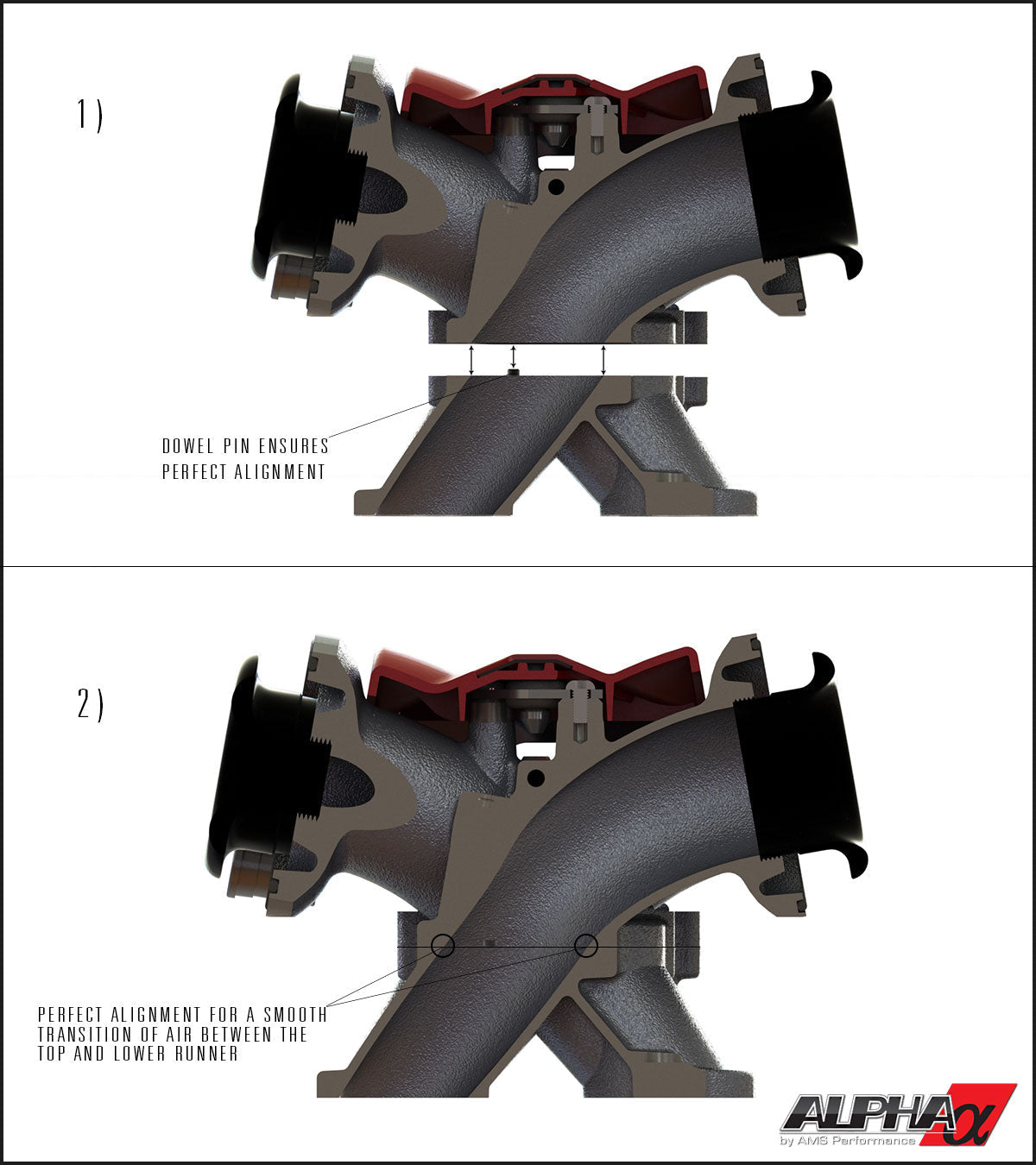 AMS ALP.07.08.0101-2 CARBON FIBER / BILLET INTAKE MANIFOLD NISSAN R35 GT-R (W / SECONDARY FUEL RAIL (12 INJECTOR), CLEAR)