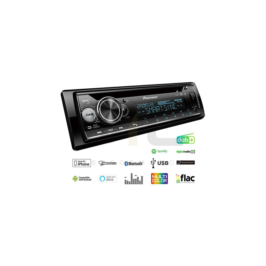 PIONEER DEH-S720DAB DEH-S720DAB Car stereo Bluetooth, CD, DAB/DAB+, illumination, multi colour, Spotify, USB, 1 DIN, Android, Made for iPhone, LCD, 14.4V, AAC, FLAC, MP3, WAV, WMA