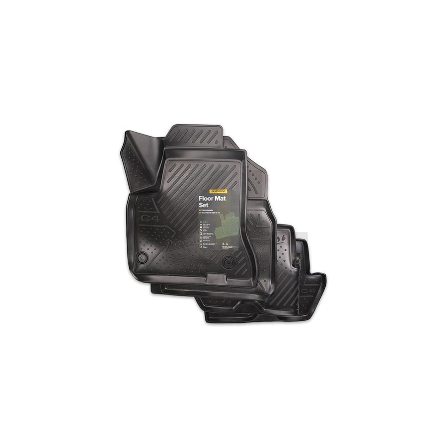RIDEX 215A0063 Floor mat set for CITROテ起 C4 Elastomer, Front and Rear, Quantity: 3, Black
