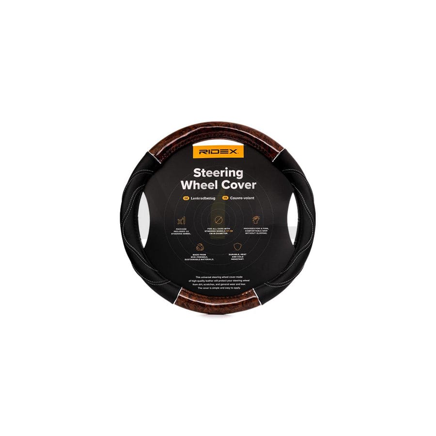 RIDEX 4791A0141 Steering wheel cover Black, Brown, Ø: 37-39cm, PVC