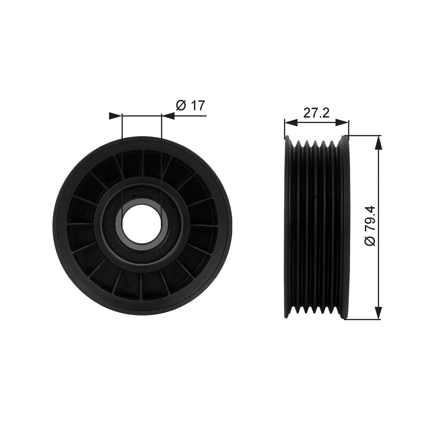 GATES GATT38009 V-Ribbed Belt Deflection/Guide Pulley