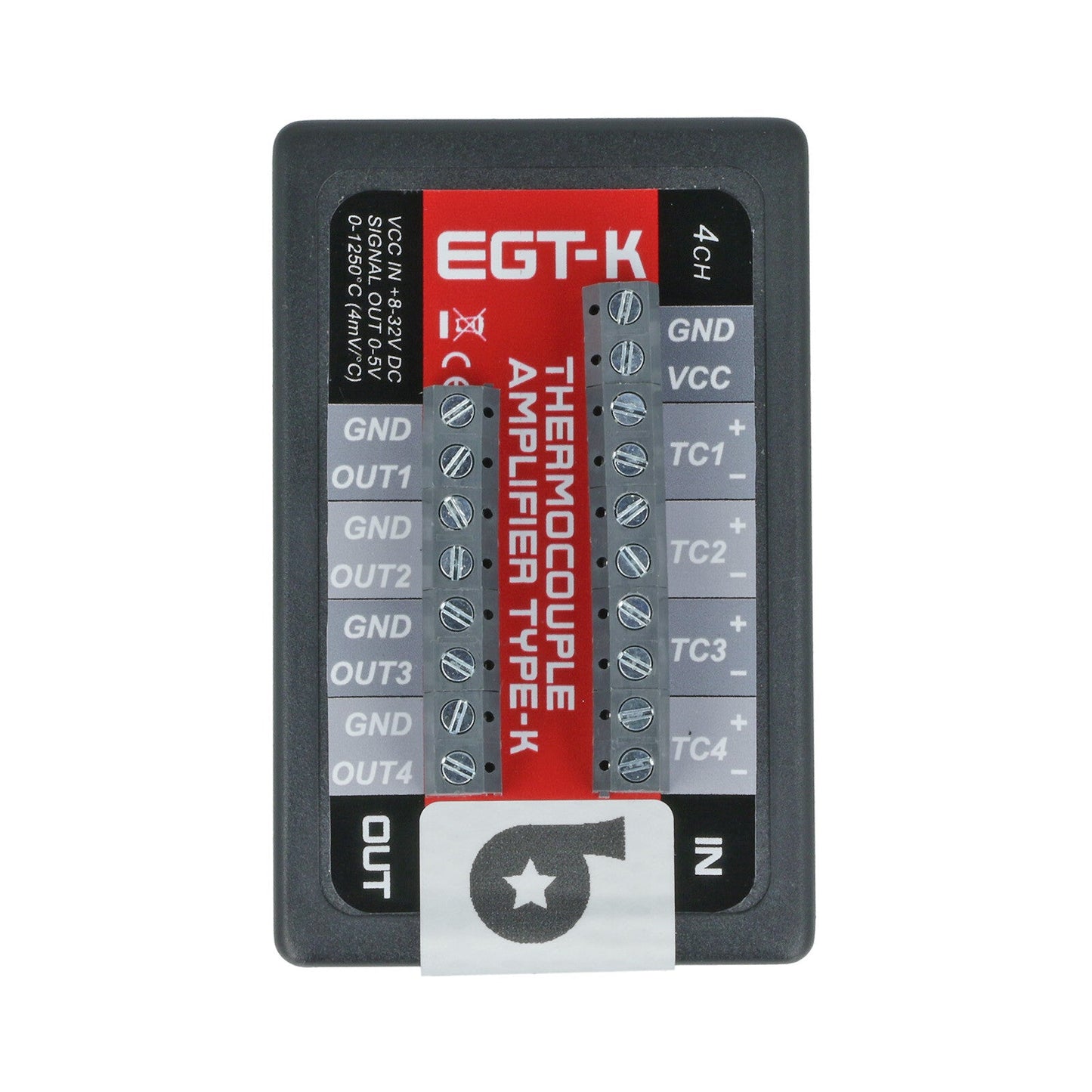 Turbozentrum 118618 EGT-K Thermocouple Amplifier / Controller 0-5V (Type-K) - 4 Channel
