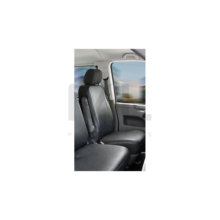 WALSER 11455 Car seat cover for VW TRANSPORTER Black, Leatherette, Polyester, Front