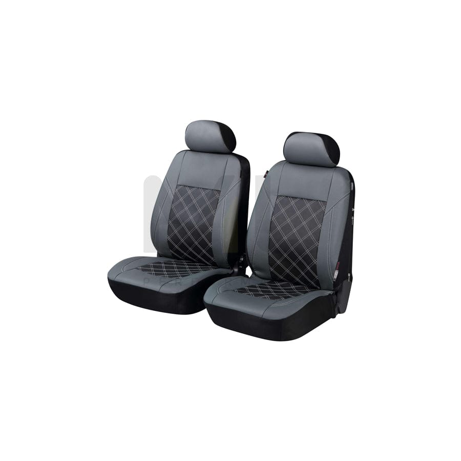 WALSER ZIPP IT Deluxe 11980 Car seat cover Black/Grey, Leatherette, Front
