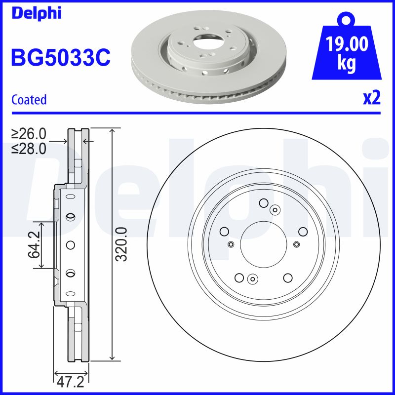 DELPHI BG5033C Brake Disc .