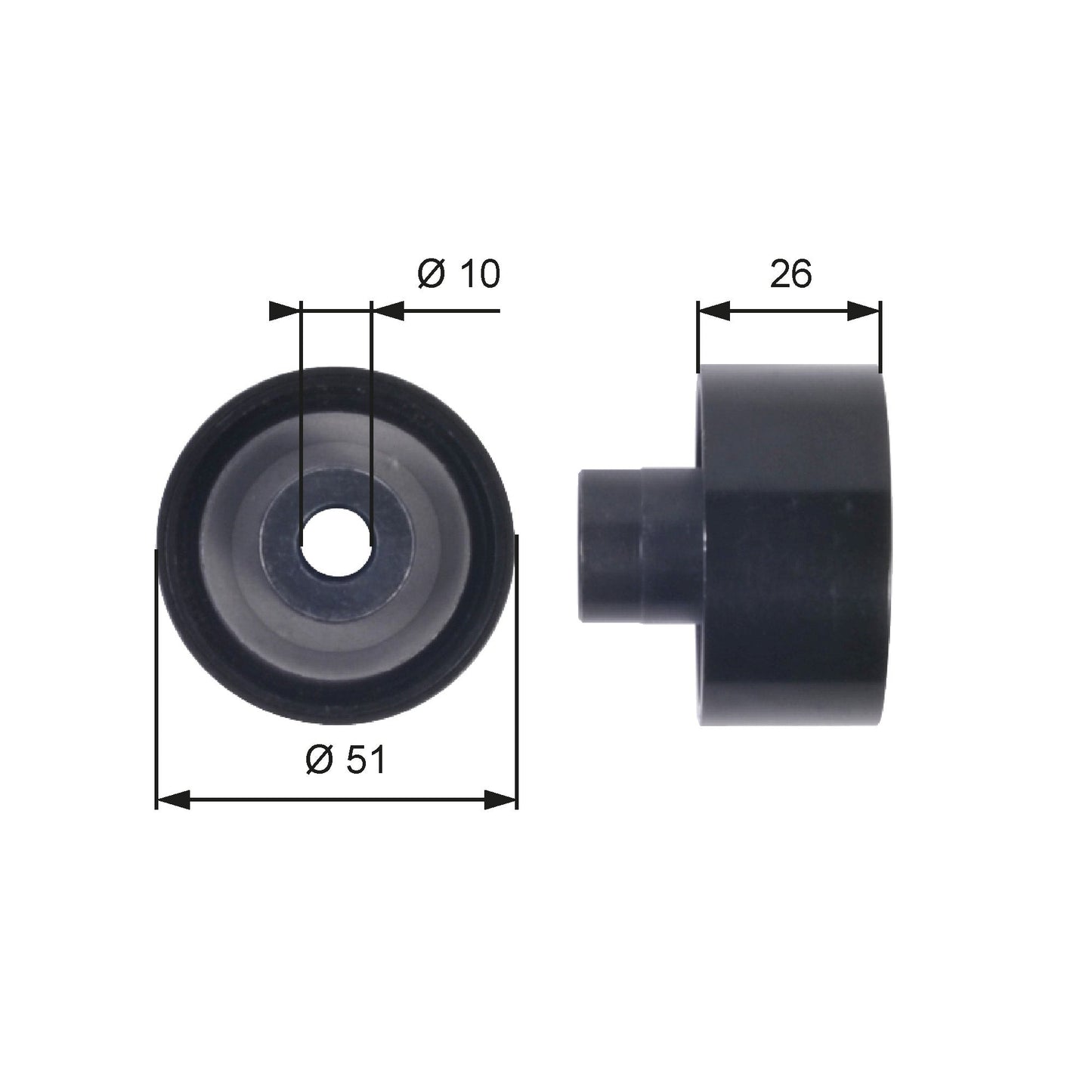 GATES GATT36090 V-Ribbed Belt Deflection/Guide Pulley