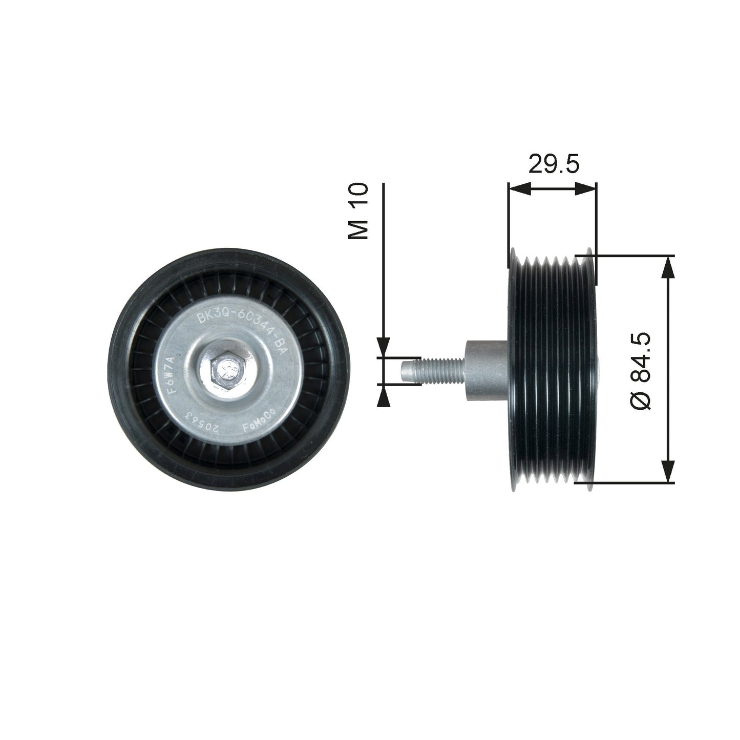 GATES GATT36536 V-Ribbed Belt Deflection/Guide Pulley