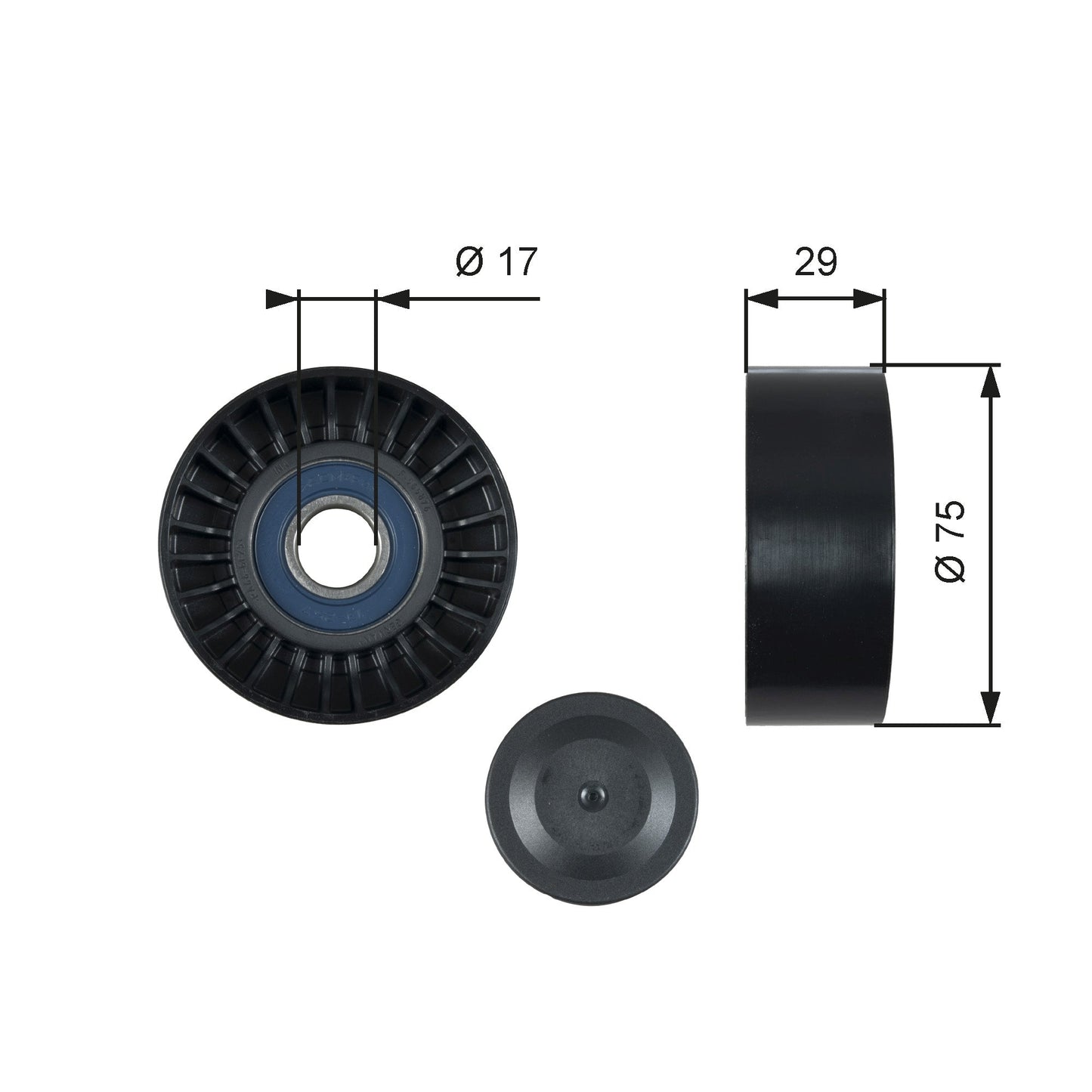 GATES GATT36462 V-Ribbed Belt Deflection/Guide Pulley