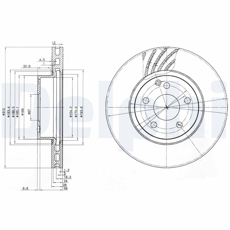 DELPHI BG3756 Brake Disc .
