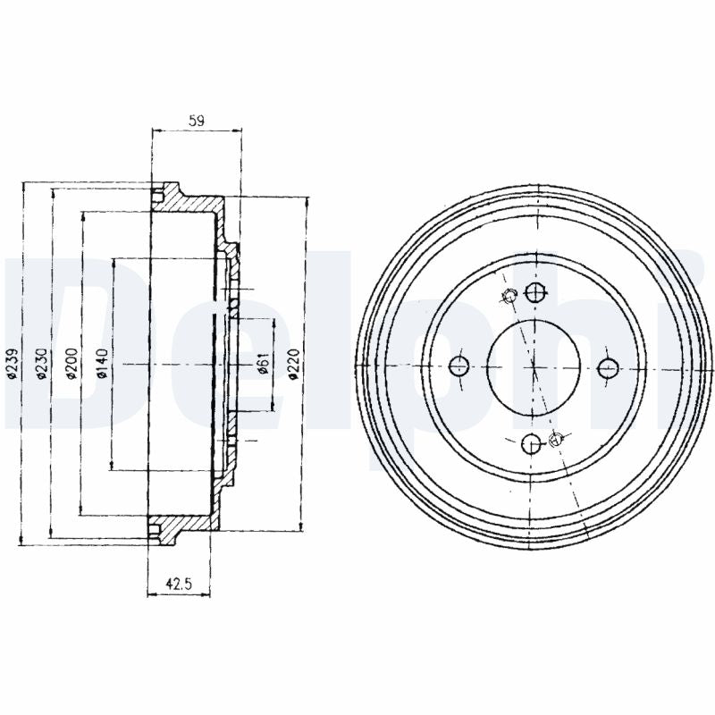 DELPHI BF208 Brake Drum