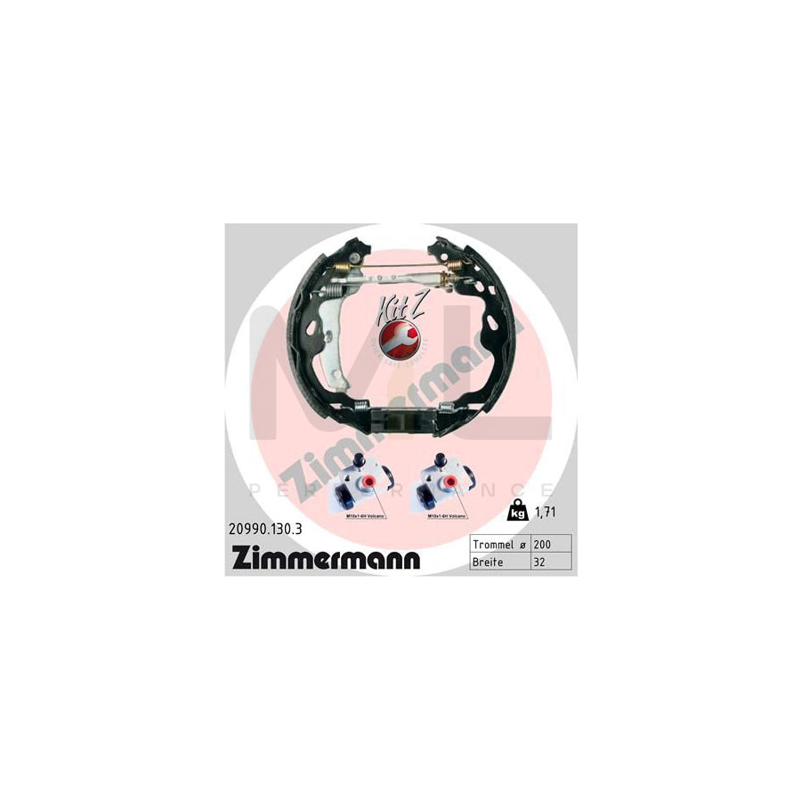 ZIMMERMANN 20990.130.3 Brake Shoe Set Photo corresponds to scope of supply, with wheel brake cylinder