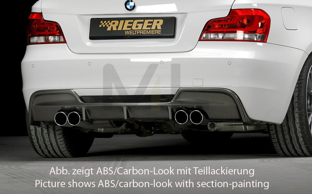 Rieger 00035039 BMW 1 Series E82 E88 Rear Diffuser for Twin Tailpipe Left &  Right - Matte Black