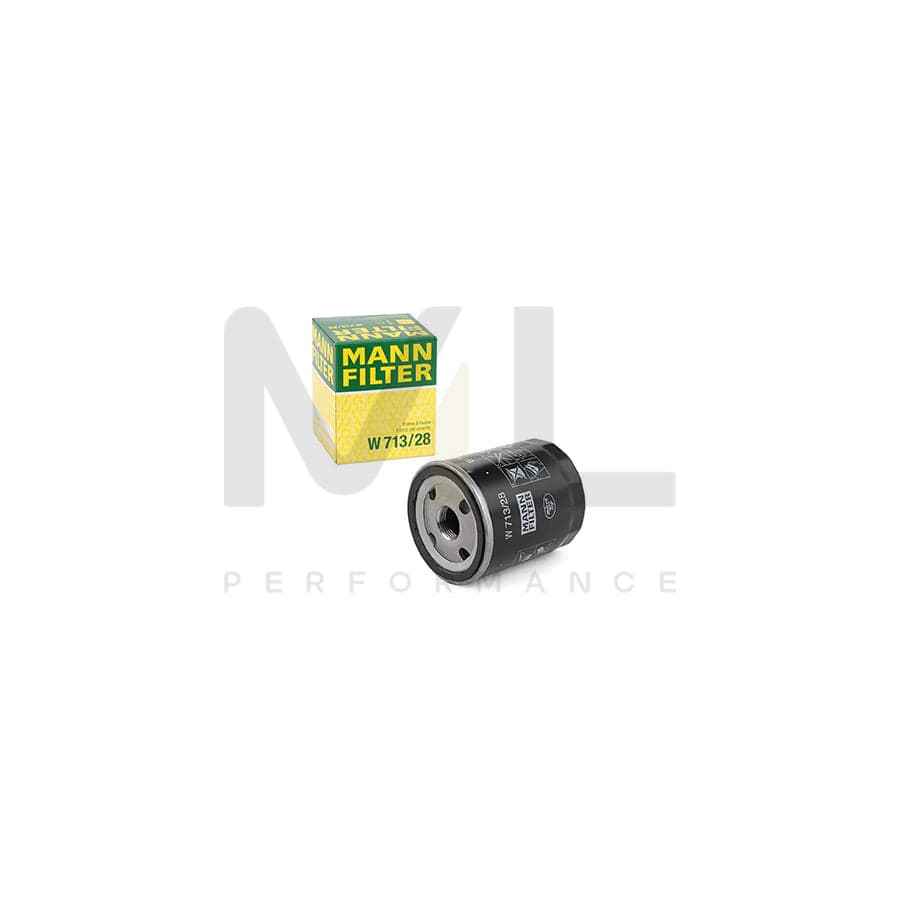 MANN-FILTER W 713/28 Oil Filter Spin-on Filter, with one anti-return valve  – ML Performance