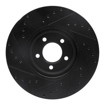 R1 Concepts R1 03-05 Jaguar Vanden Plas Front Right Drilled & Slotted Black Brake Rotor