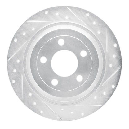 R1 Concepts R1 15-23 Ford Mustang Rear Right Drilled & Slotted Silver Brake Rotor