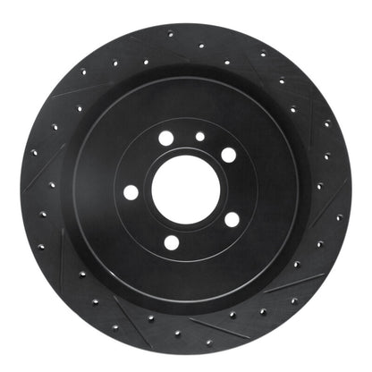 R1 Concepts R1 13-14 Ford Mustang Rear Right Drilled & Slotted Black Brake Rotor