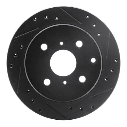 R1 Concepts R1 84-88 Toyota Cressida Rear Right Drilled & Slotted Black Brake Rotor
