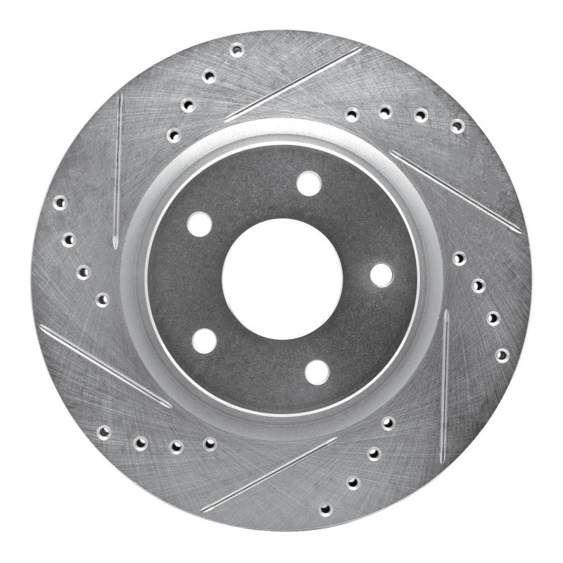 R1 Concepts R1 14-23 Nissan Leaf Front Left Drilled & Slotted Silver Brake Rotor