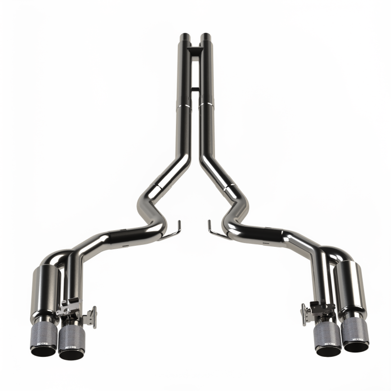 Kooks Headers Kooks 18-24 Ford Mustang GT 5.0 3in. Valved Shotgun Cat-Back Exhaust - Carbon Tips