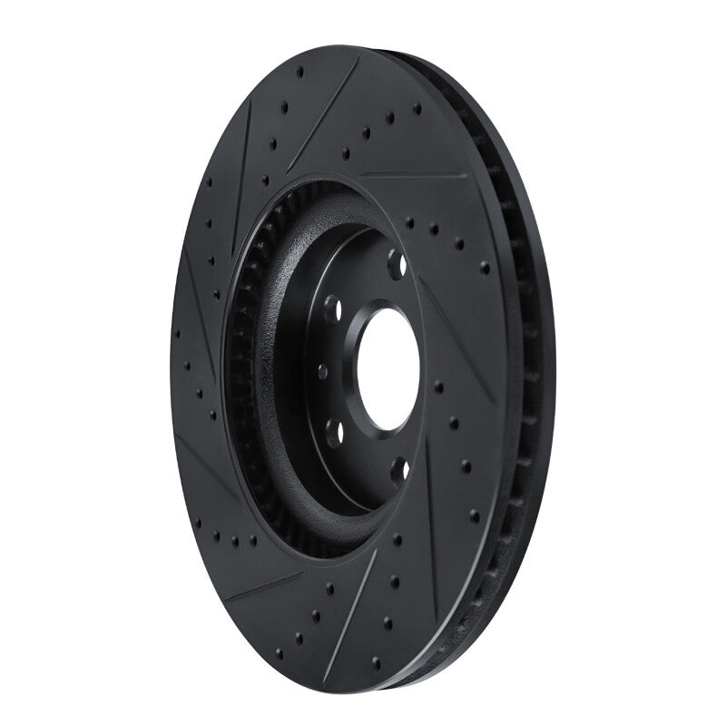 R1 Concepts R1 13-19 Buick Regal Front Right Drilled & Slotted Black Brake Rotor