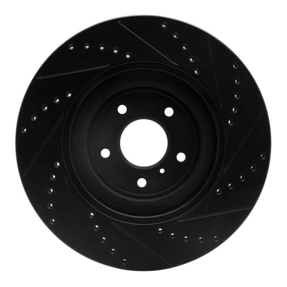 R1 Concepts R1 08-25 Infiniti QX70 Front Left Drilled & Slotted Black Brake Rotor