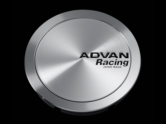Advan 63mm Full Flat Center Cap - Platinum Silver w/ Black Letters