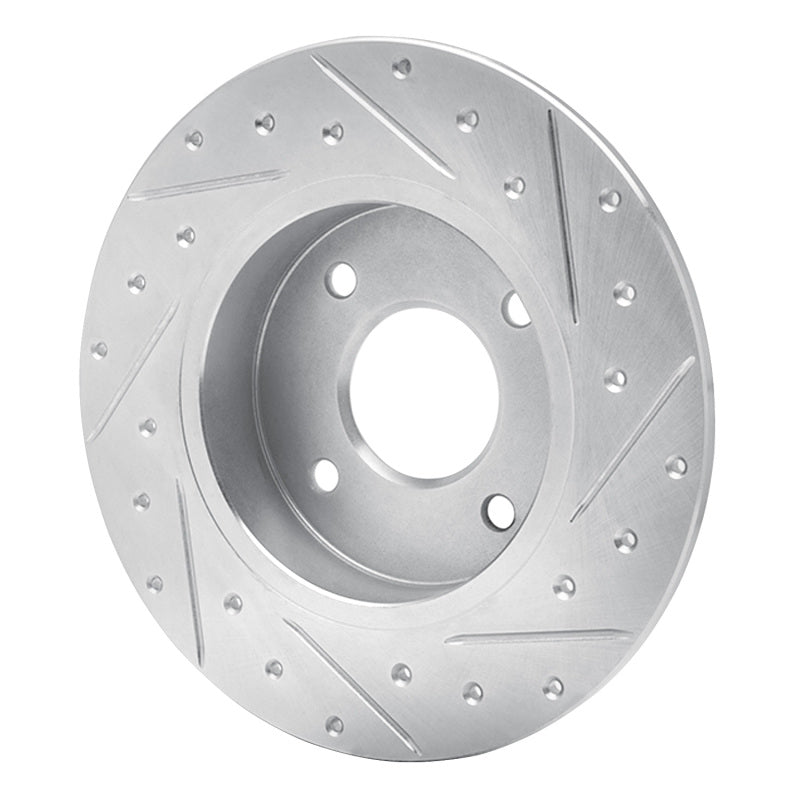 R1 Concepts R1 04-06 Nissan Sentra Rear Left Drilled & Slotted Silver Brake Rotor