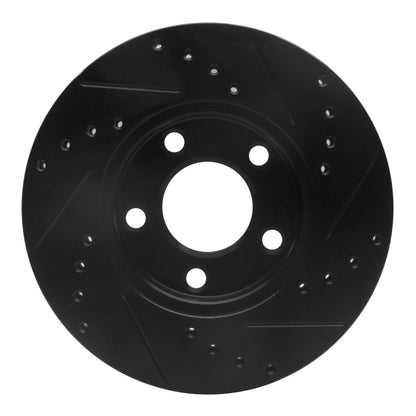 R1 Concepts R1 94-04 Ford Mustang Front Left Drilled & Slotted Black Brake Rotor