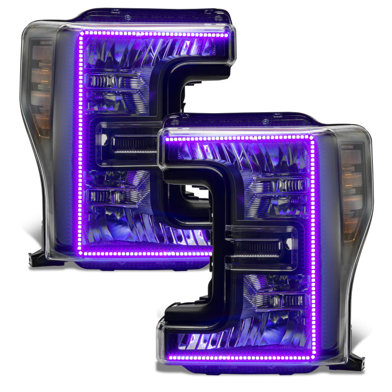 ORACLE Lighting Oracle 17-19 Ford F-250 SD Dynamic Pre-Assembled Headlights - Halogen - Black Edition -