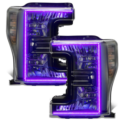 ORACLE Lighting Oracle 17-19 Ford F-250 SD Dynamic Pre-Assembled Headlights - Halogen - Black Edition -