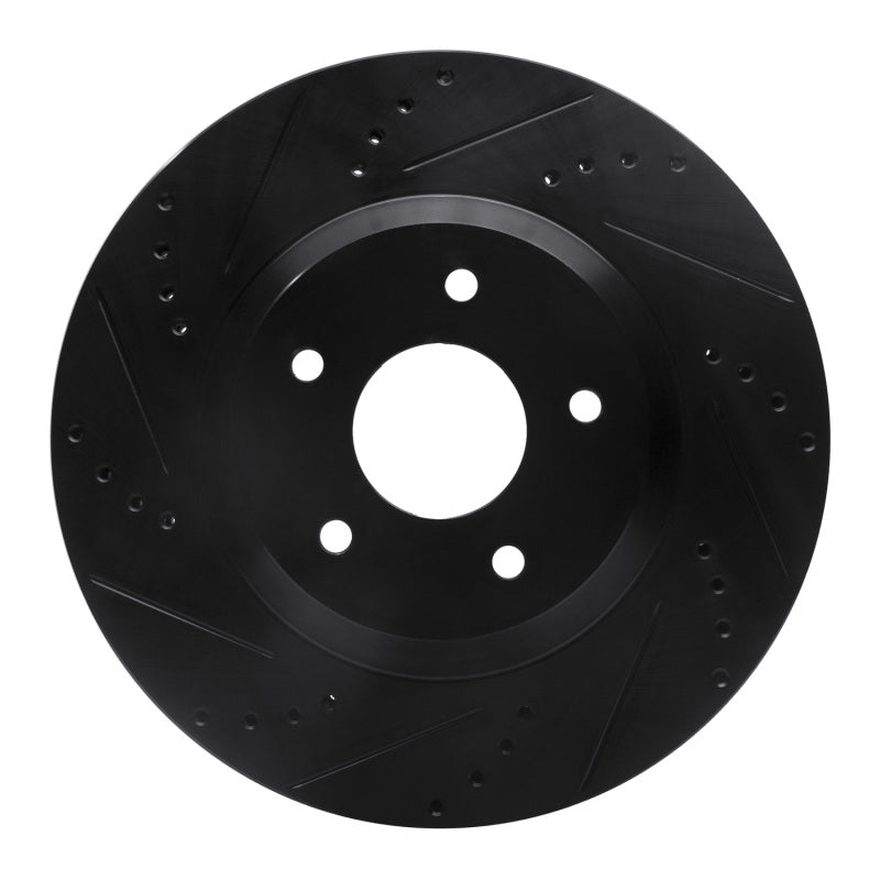 R1 Concepts R1 88-96 Chevrolet Corvette Right Front Drilled & Slotted Black Brake Rotor