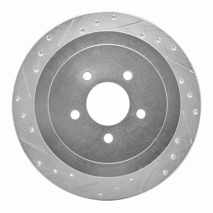R1 Concepts R1 03-11 Lincoln Town Car Rear Left Drilled & Slotted Silver Brake Rotor