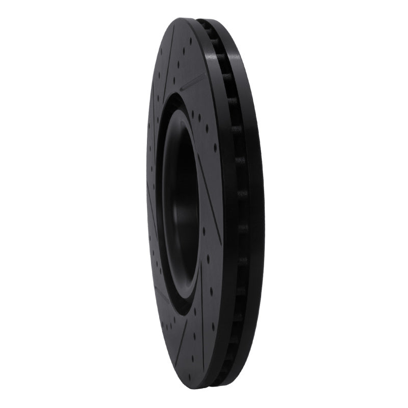 R1 Concepts R1 04-09 Audi S4 Front Right Drilled & Slotted Black Brake Rotor
