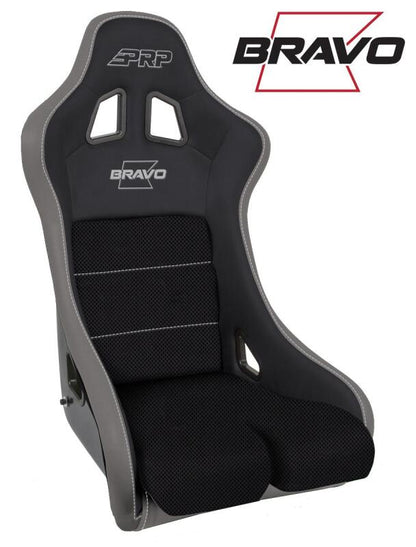 PRP Seats PRP Bravo Composite Seat- Black/Grey (PRP Silver Outline/Bravo Silver- Silver Stitching)