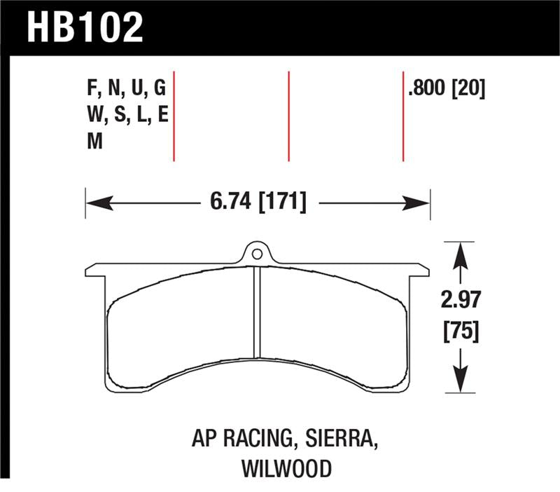 Hawk Performance Hawk AP Racing 6 / Wilwood DTC-30 Brake Pads