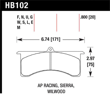 Hawk Performance Hawk AP Racing 6 / Wilwood DTC-30 Brake Pads