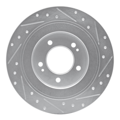 R1 Concepts R1 17-23 Hyundai Kona EV Rear Left Drilled & Slotted Silver Brake Rotor