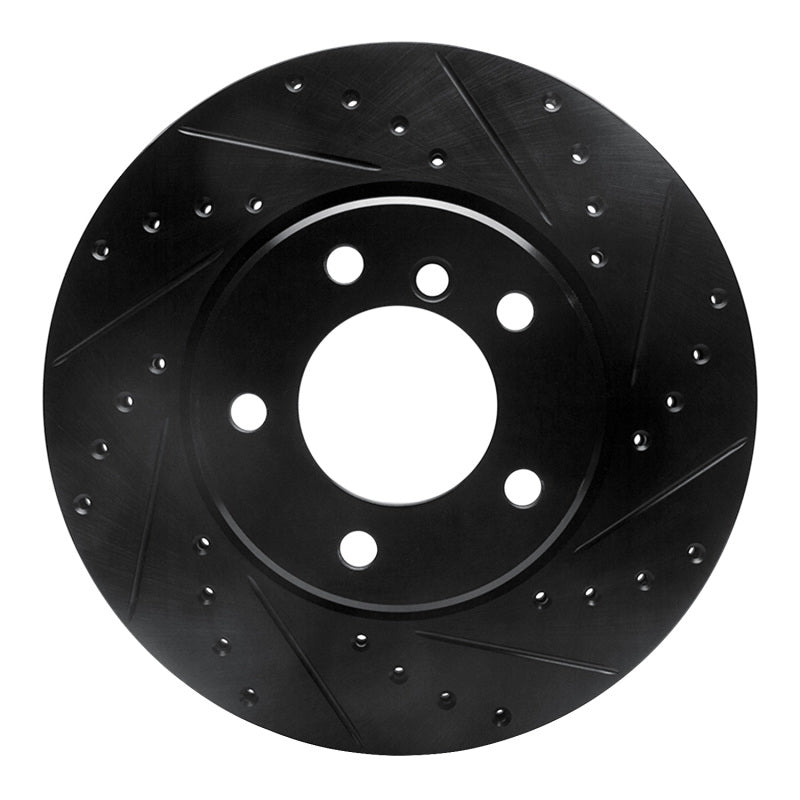 R1 Concepts R1 04-10 BMW 525i (Mexico) Front Right Drilled & Slotted Black Brake Rotor