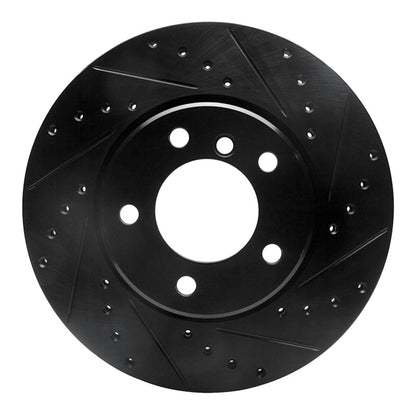 R1 Concepts R1 04-10 BMW 525i (Mexico) Front Right Drilled & Slotted Black Brake Rotor