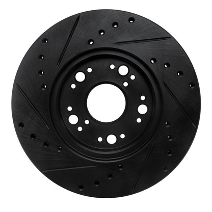 R1 Concepts R1 90-90 Lexus LS400 Front Right Drilled & Slotted Black Brake Rotor