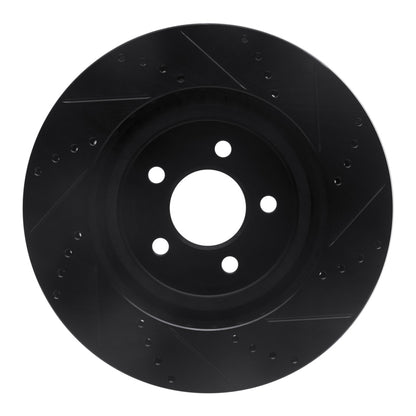 R1 Concepts R1 94-04 Ford Mustang Front Left Drilled & Slotted Black Brake Rotor
