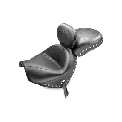 Mustang Motorcycle Mustang 09-21 Suzuki Boulevard C50/C50T Standard Touring 2PC Seat w/Driver Backrest w/Studs - Black