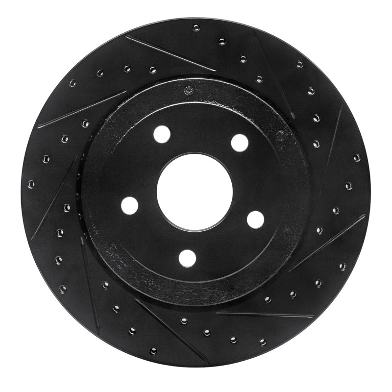 R1 Concepts R1 06-10 Jeep Grand Cherokee Rear Right Drilled & Slotted Black Brake Rotor