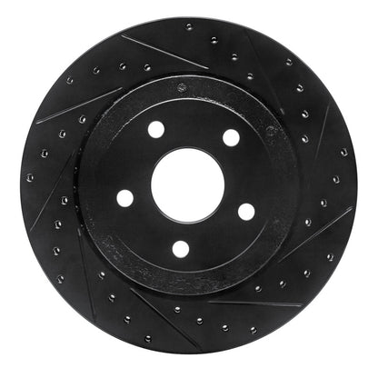 R1 Concepts R1 06-10 Jeep Grand Cherokee Rear Right Drilled & Slotted Black Brake Rotor