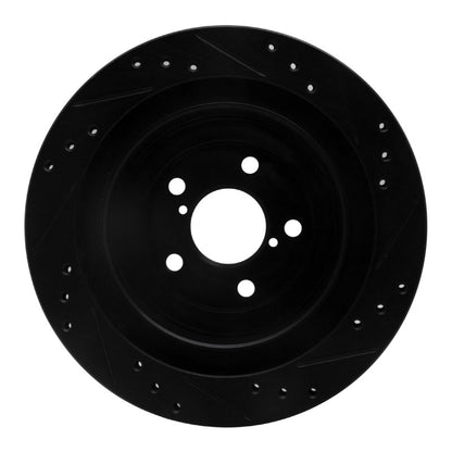 R1 Concepts R1 05-09 Subaru Legacy Rear Left Drilled & Slotted Black Brake Rotor