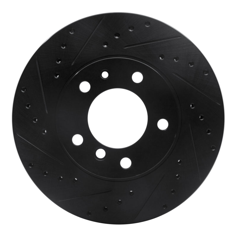 R1 Concepts R1 87-95 BMW 540I Front Left Drilled & Slotted Black Brake Rotor