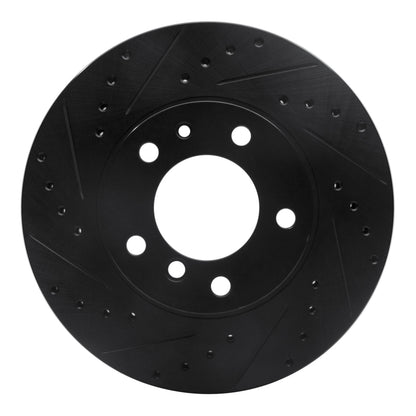 R1 Concepts R1 87-95 BMW 540I Front Left Drilled & Slotted Black Brake Rotor