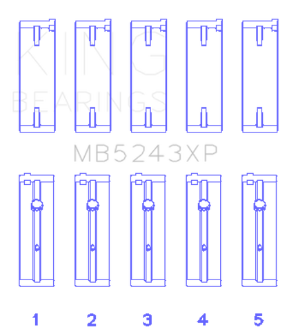 King Engine Bearings Nissan SR20DE/DET (2.0L) (Size .50) Performance Main Bearing Set